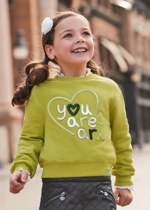 Kız Çocuk Pulover-İşlemeli Sweatshirt Yeşil - Mayoral