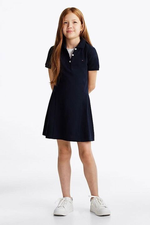 Kız Çocuk Th Pleated Polo Elbise - Lacivert - Tommy Hilfiger