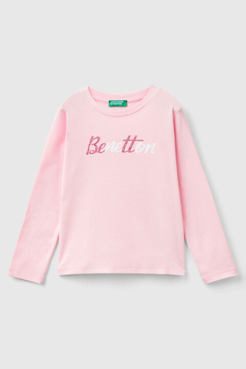 Kız Çocuk Uzun Kollu T-Shirt - Açık Pembe - Benetton