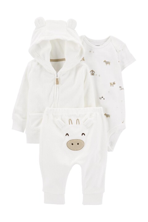 Layette Bebek 3'lü Hırkalı Set - Beyaz - CARTERS