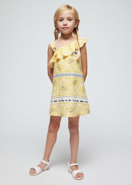 Kız Çocuk Desenli Elbise-Sarı - MAYORAL