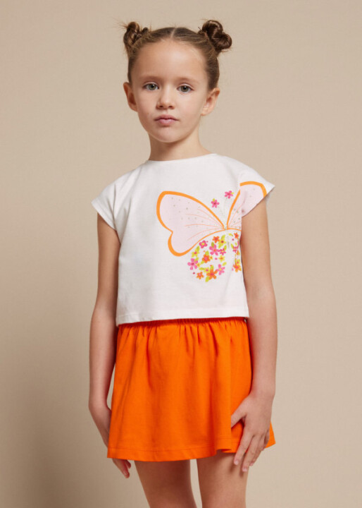 Kız Çocuk Tişört-Etek-Elbise Set-Turuncu - MAYORAL