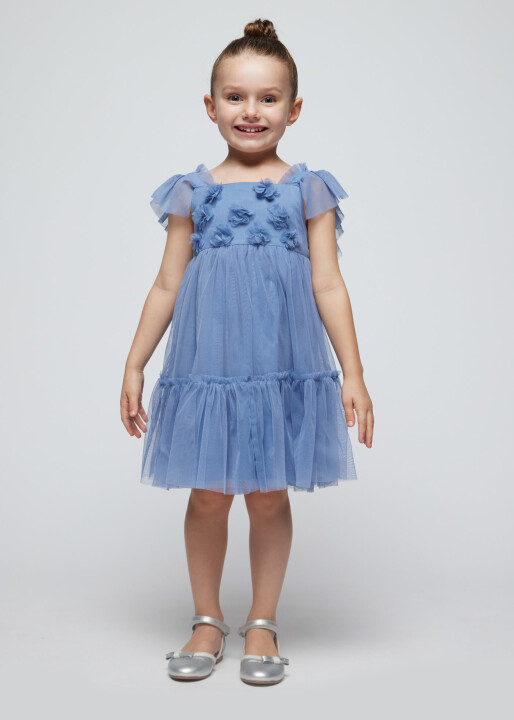 Kız Çocuk Tül Elbise-Mavi - MAYORAL