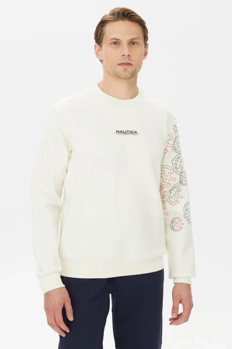 Erkek Standart Fit Sweatshirt - Krem - NAUTICA