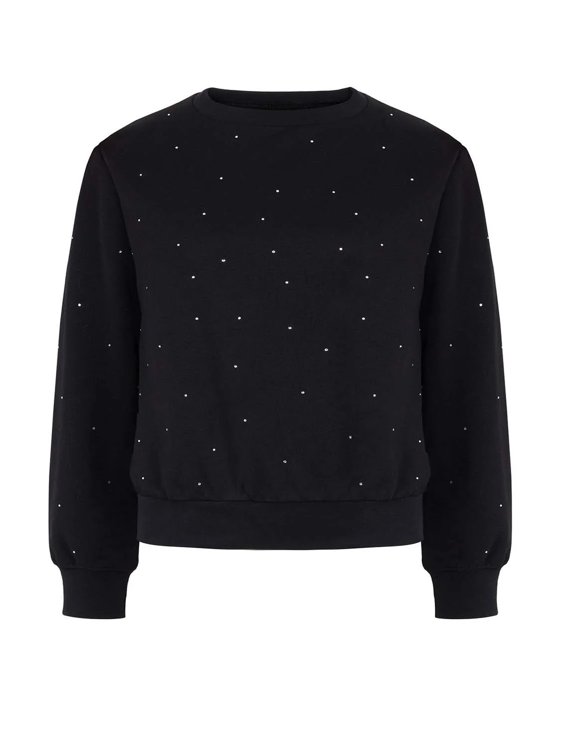 Kristal Yapıştırma Taş Detaylı Sweatshirt-Siyah - 3