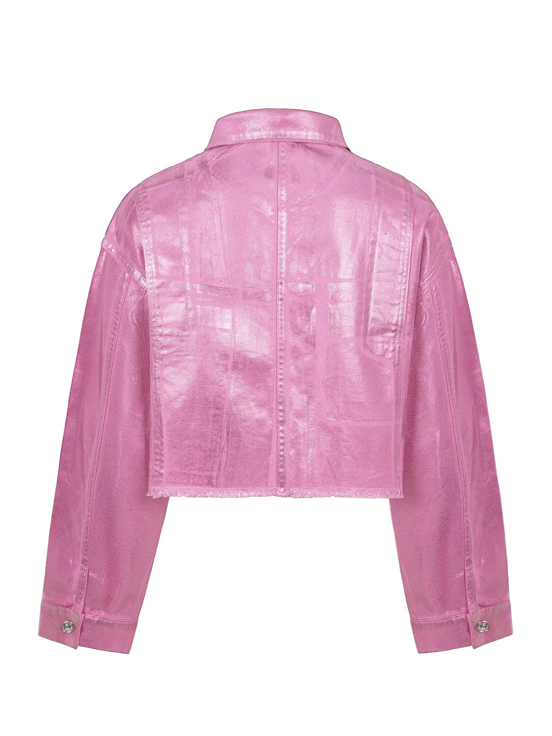 Metalik Denim Ceket-Pembe - 5