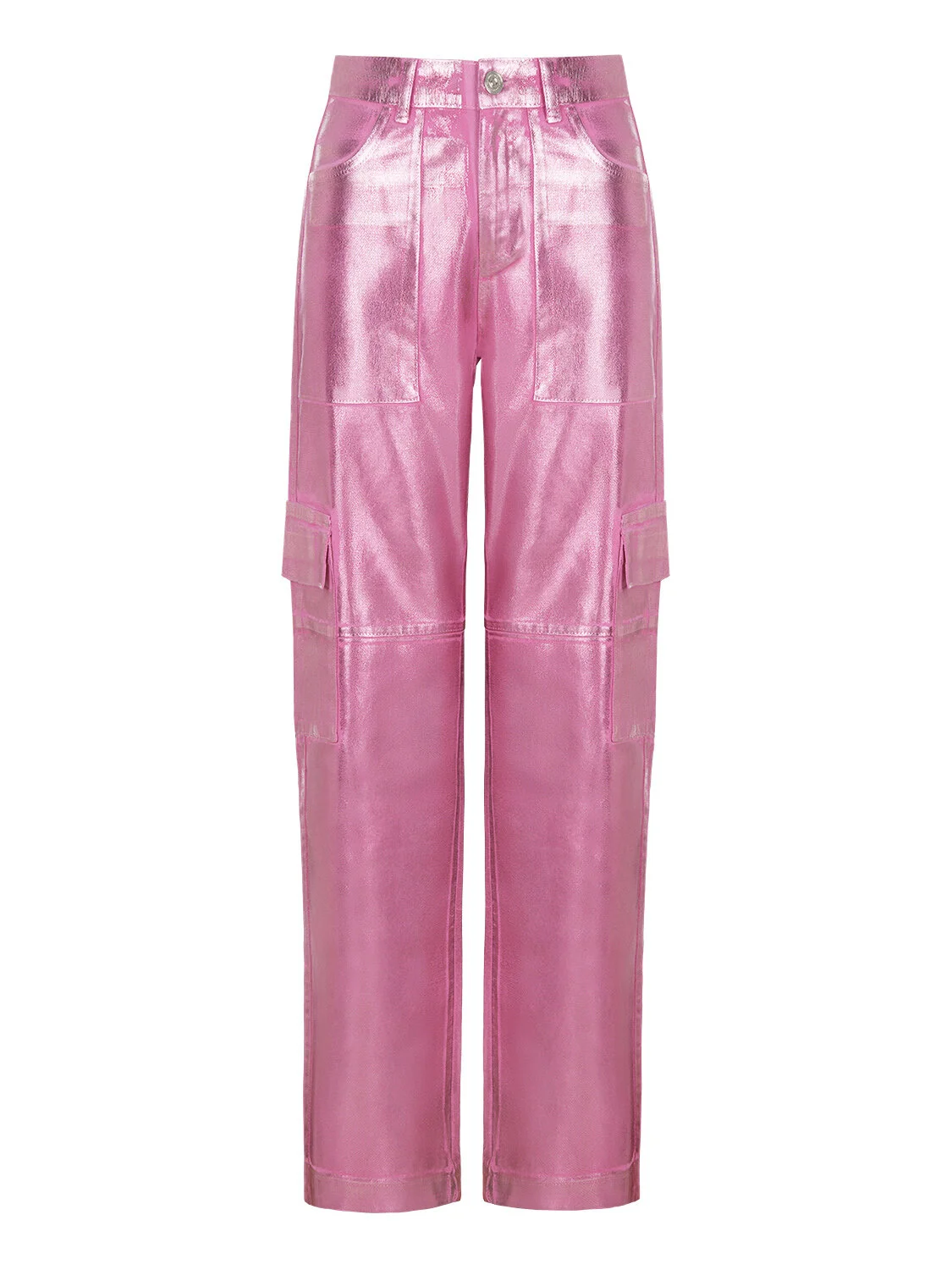 Metalik Denim Pantolon-Pembe - 4