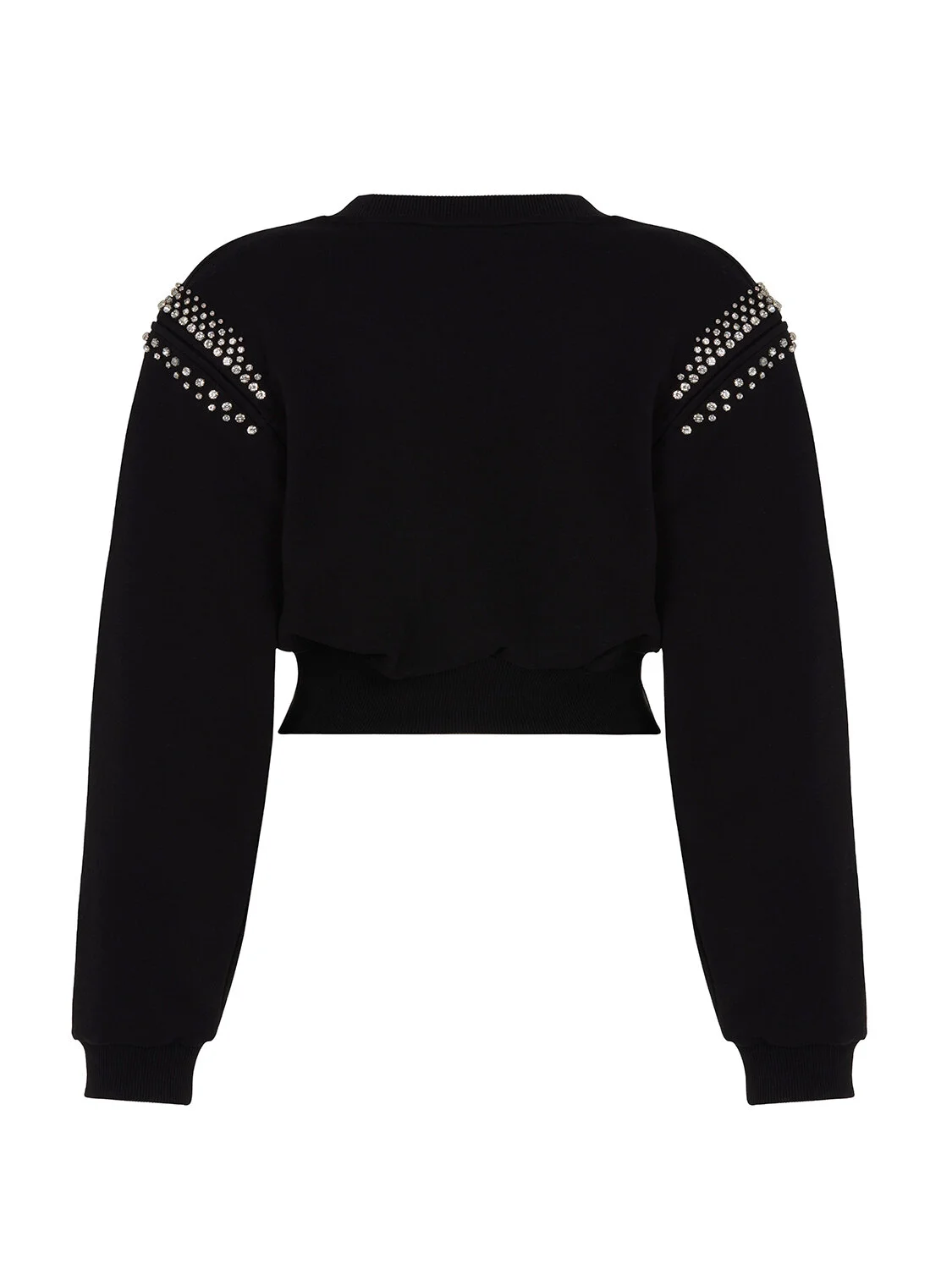 Taş Detaylı Crop Sweatshirt-Siyah - 2