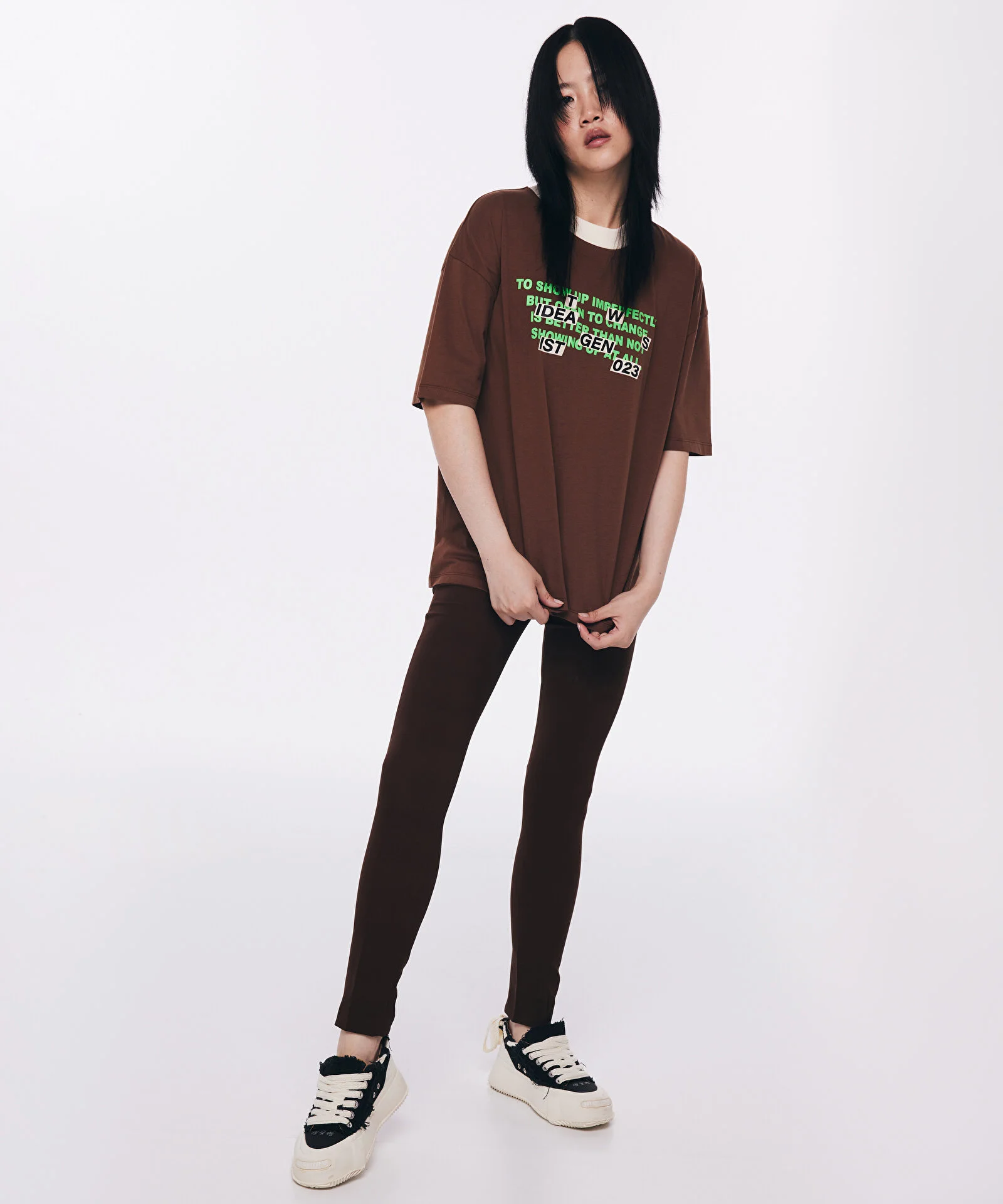 ARTWORKLÜ OVERSIZE T-SHIRT-KAHVE - 1