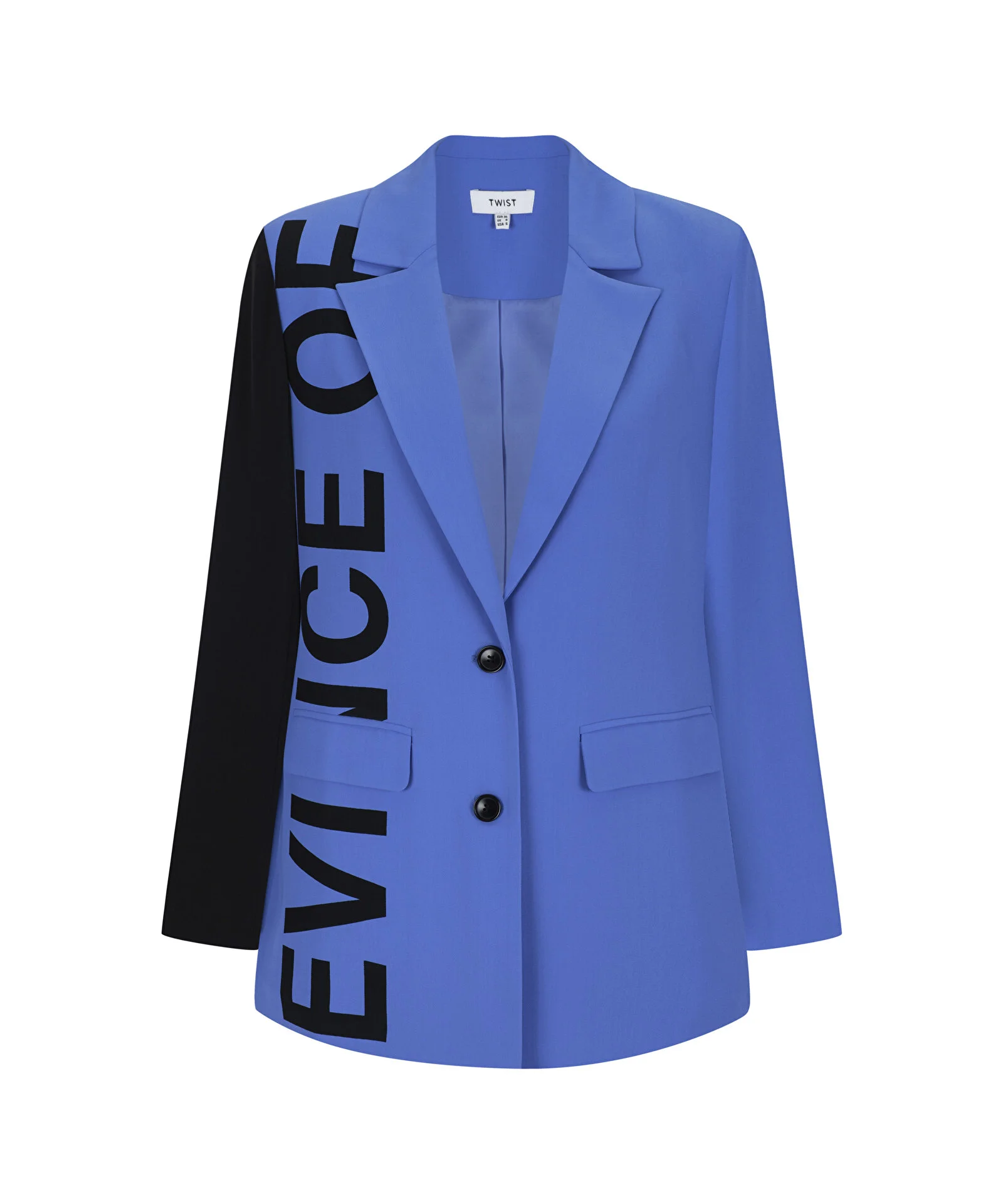 COLORBLOCK SLOGAN DESEN BLAZER-Mavi - 6