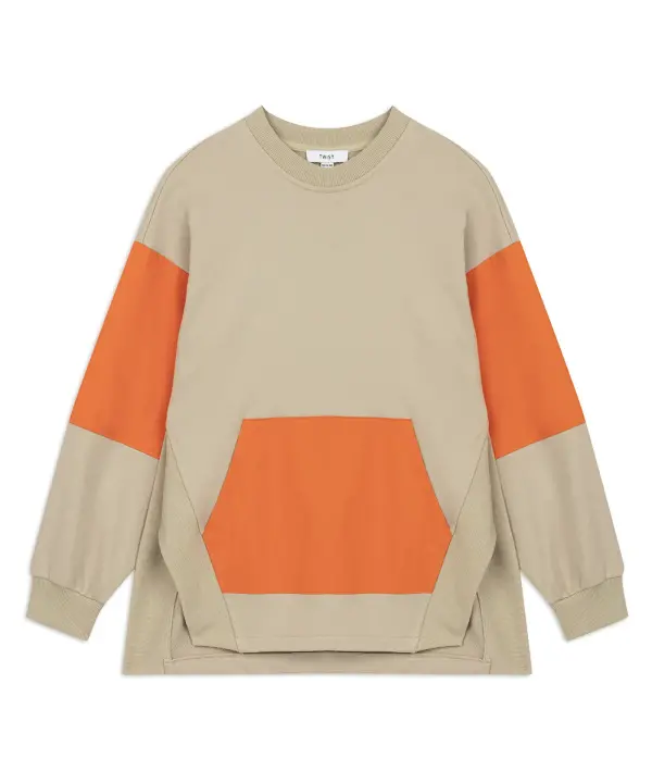 Kadın Nakışlı Sweatshirt-Naturel - 5