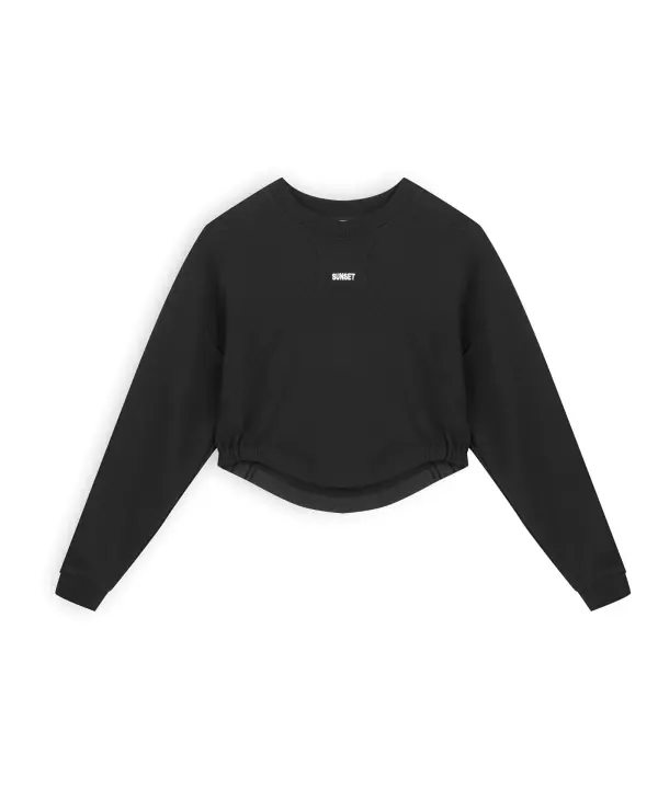 Kadın Slogan Nakışlı Sweatshirt-Siyah - 3