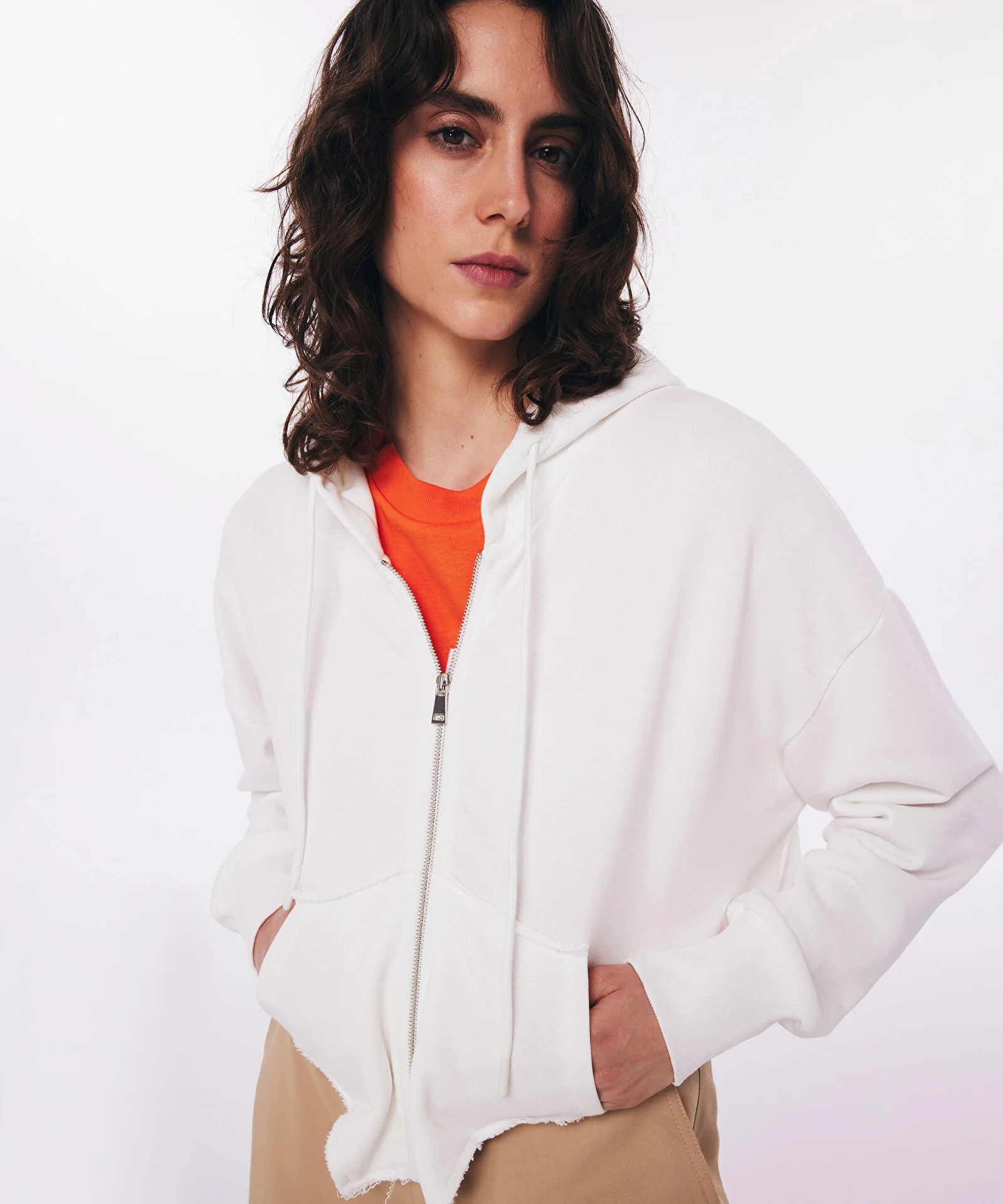 RAW EDGE DETAYLI SWEATSHIRT-EKRU - 3