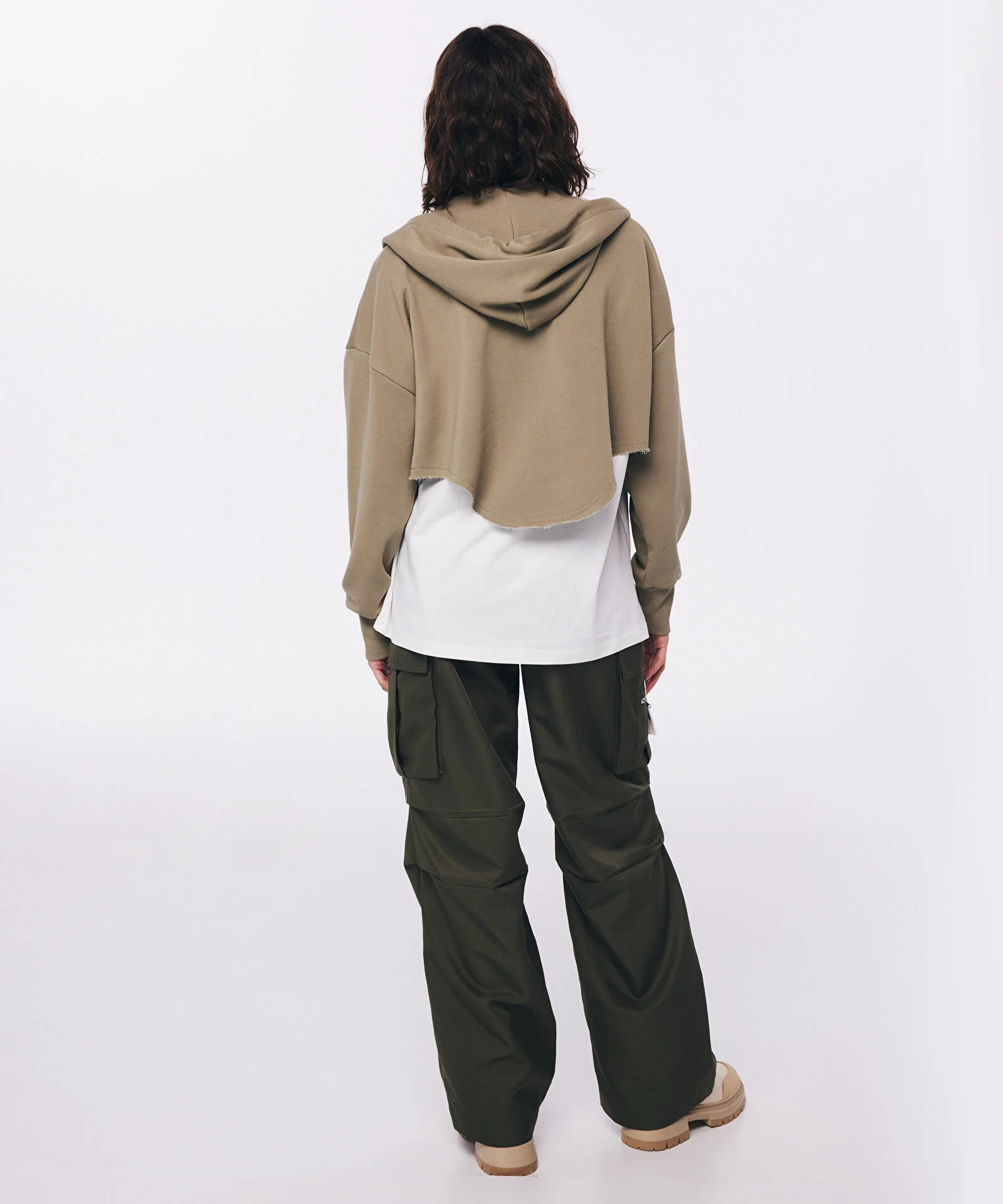 RAW EDGE DETAYLI SWEATSHIRT-KOYU HAKİ - 5