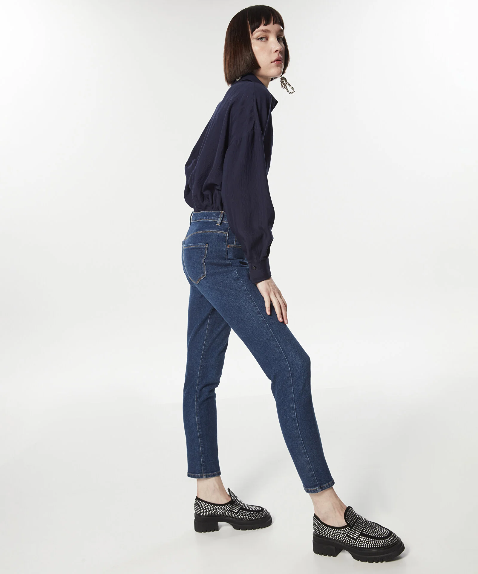 SLIM STRAIGHT FİT JEAN PANTOLON-KOYU İNDİGO - 2