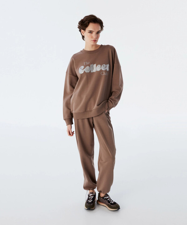 KADIN SLOGAN BASKILI SWEATSHIRT-TAŞ - Twist