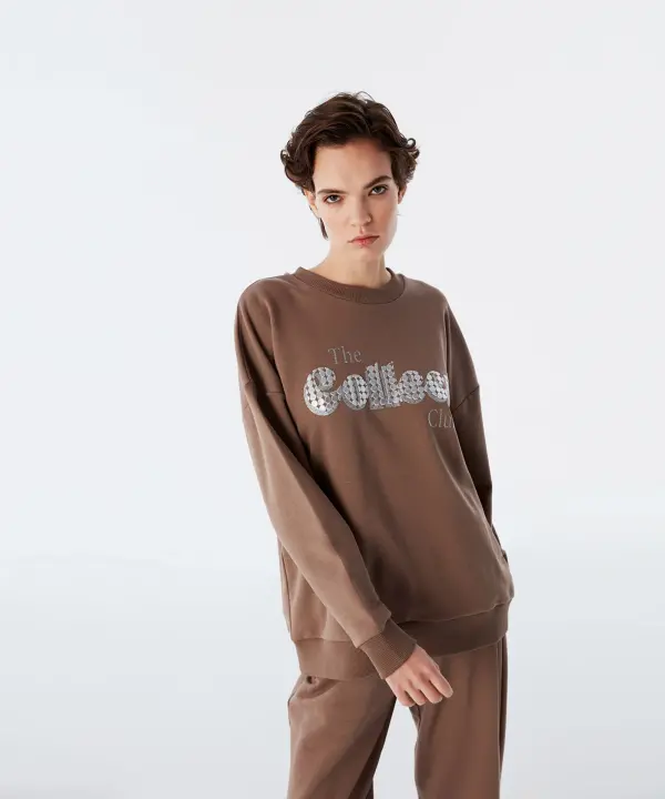 KADIN SLOGAN BASKILI SWEATSHIRT-TAŞ - 3