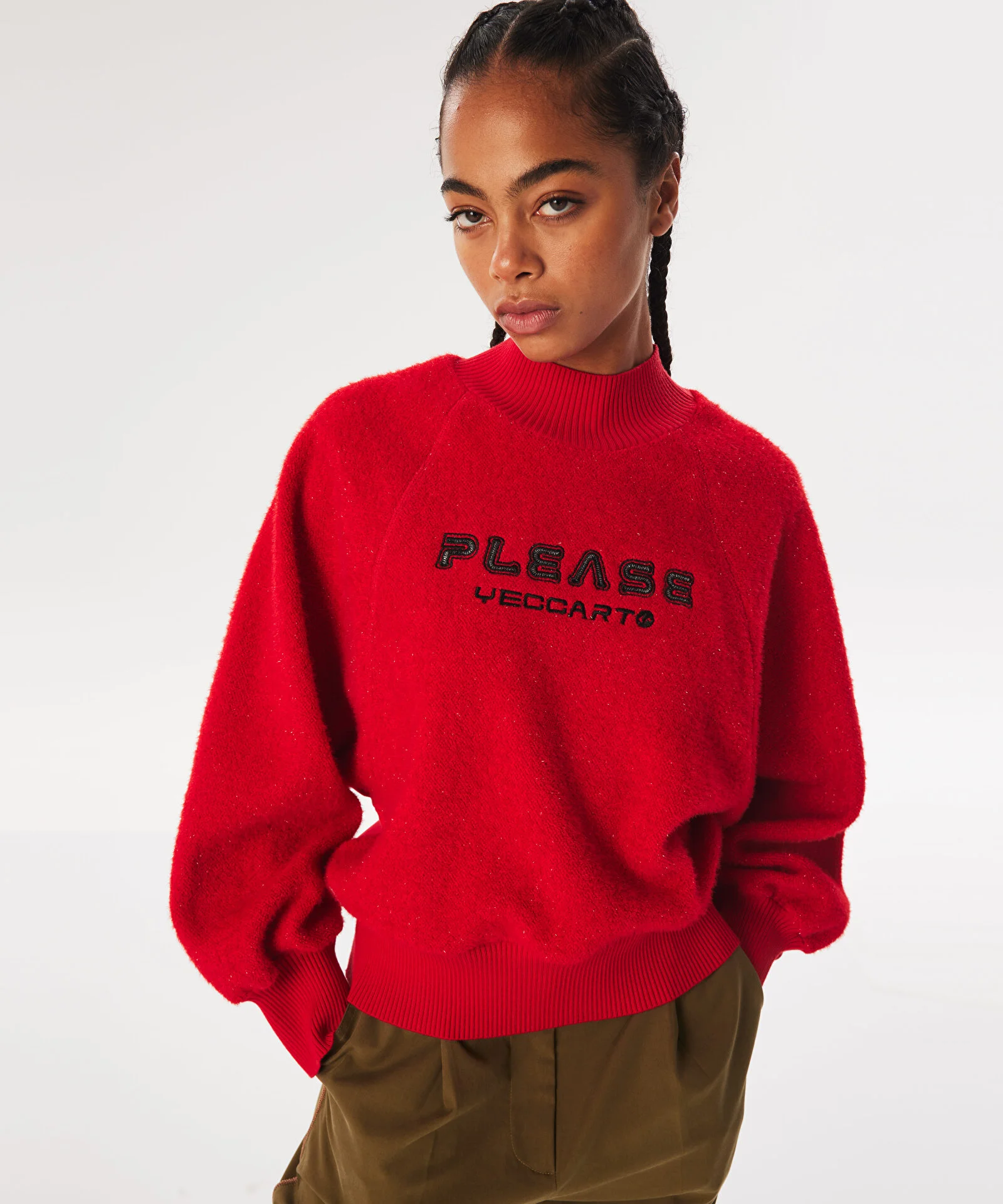 KADIN SLOGAN NAKIŞLI SWEATSHIRT-KIRMIZI - 2