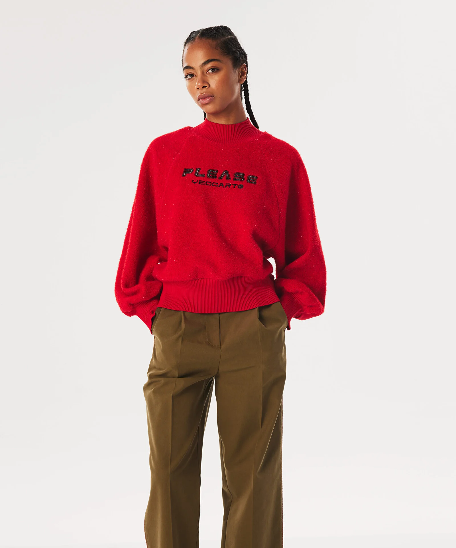 KADIN SLOGAN NAKIŞLI SWEATSHIRT-KIRMIZI - 3