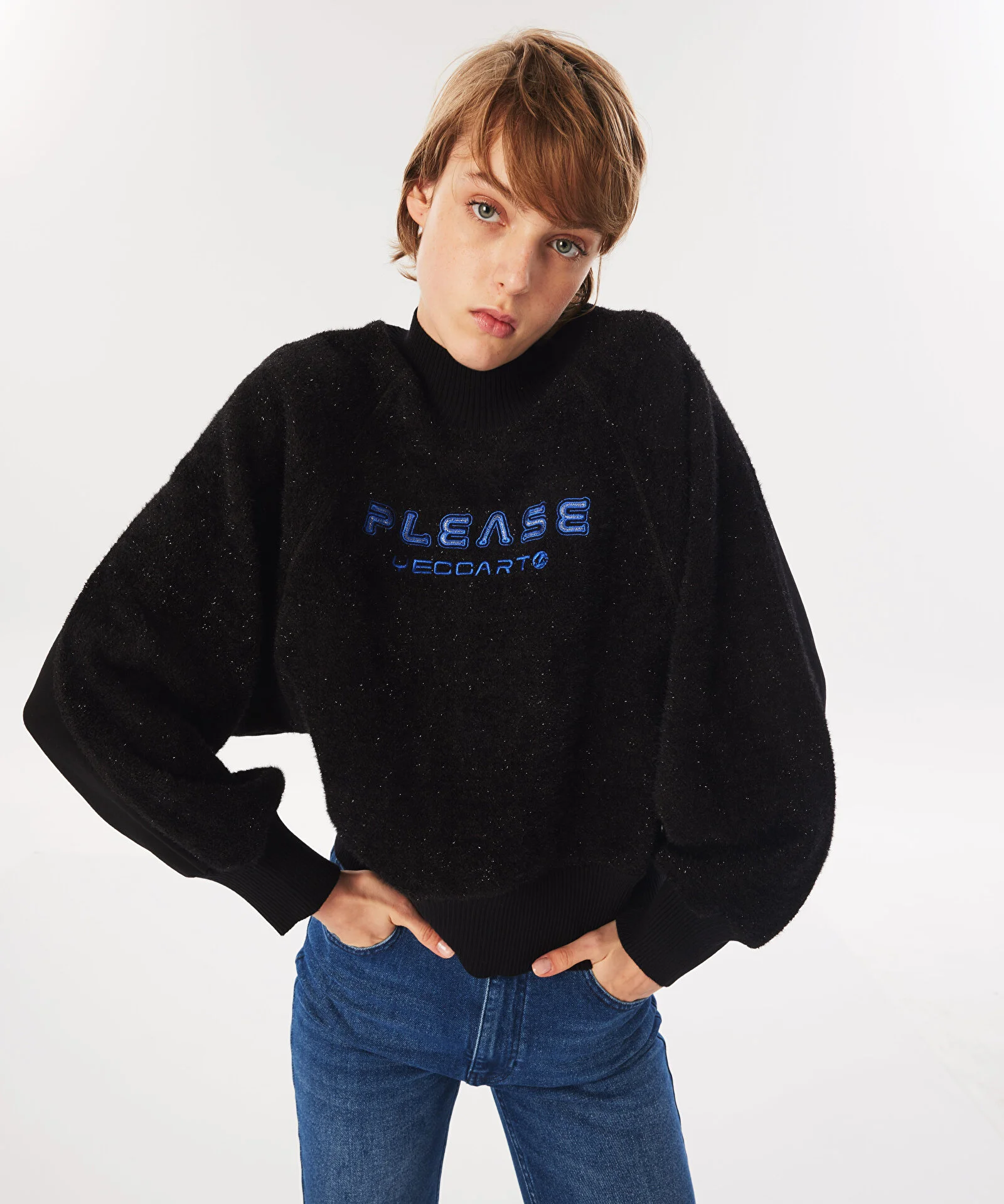 SLOGAN NAKIŞLI SWEATSHIRT-SİYAH - 1