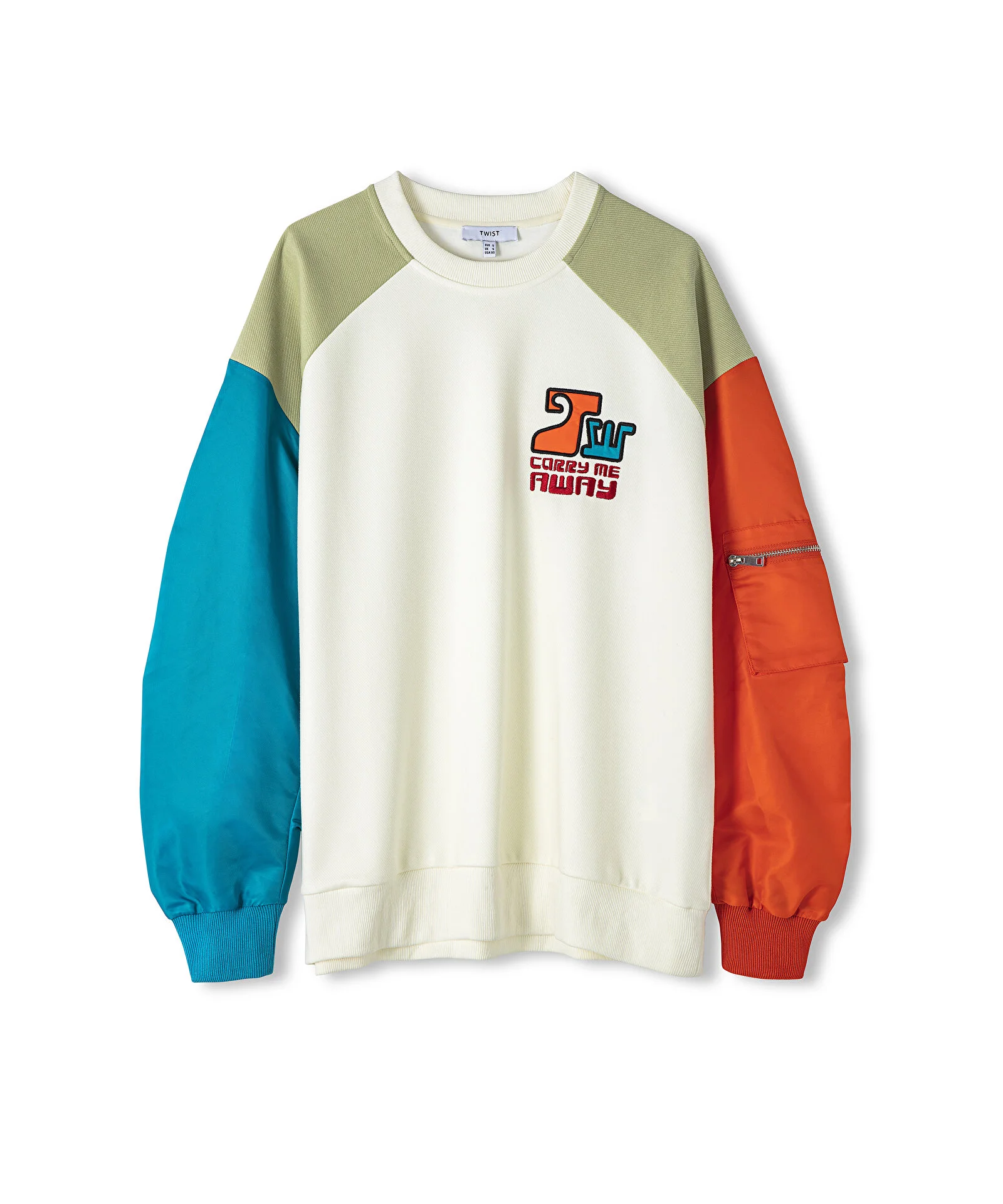 TEKNİK KUMAŞ MIX SWEATSHIRT-KREM - 6