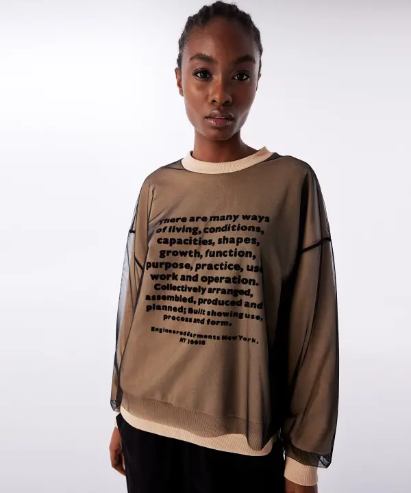 KADIN TÜL MIX SWEATSHIRT-NATUREL - 2