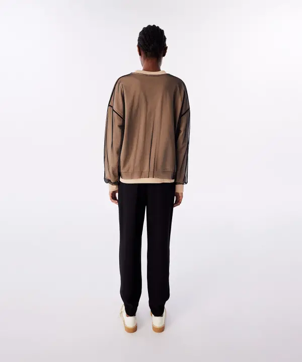 KADIN TÜL MIX SWEATSHIRT-NATUREL - 5