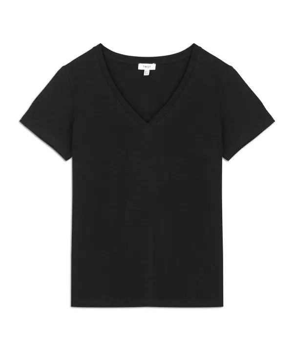 V YAKA BASIC T-SHIRT-SİYAH - 5