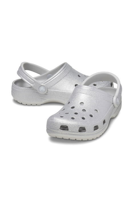 Unisex Classic Glitter Clog Terlik - Gümüş - Crocs