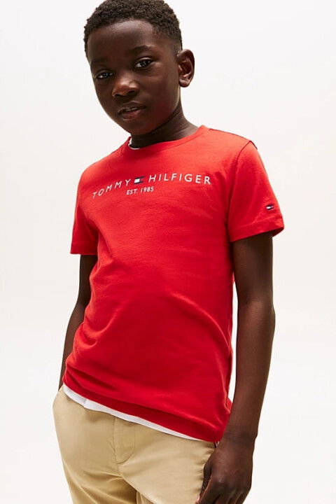Unisex Çocuk Th Essential Cotton T-Shirt - Kırmızı - Tommy Hilfiger