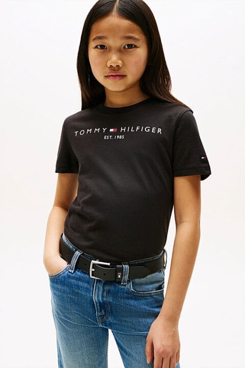 Unisex Çocuk Th Essential Cotton T-Shirt - Siyah - Tommy Hilfiger