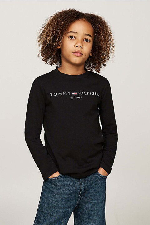 Unisex Çocuk U Essential L/S Uzun Kollu T-Shirt - Siyah - Tommy Hilfiger