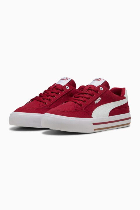 Unisex Court Classic Vulcanised Sneakers - Kırmızı - PUMA