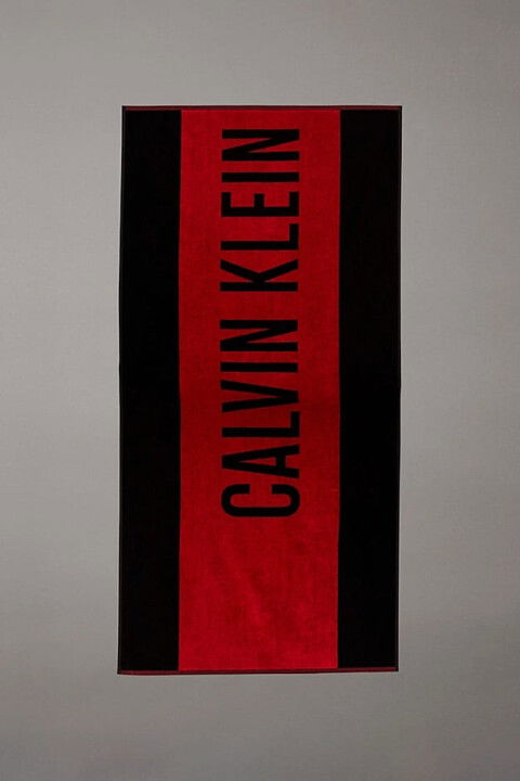 Unisex Plaj Havlusu - Siyah/Kırmızı - Calvin Klein